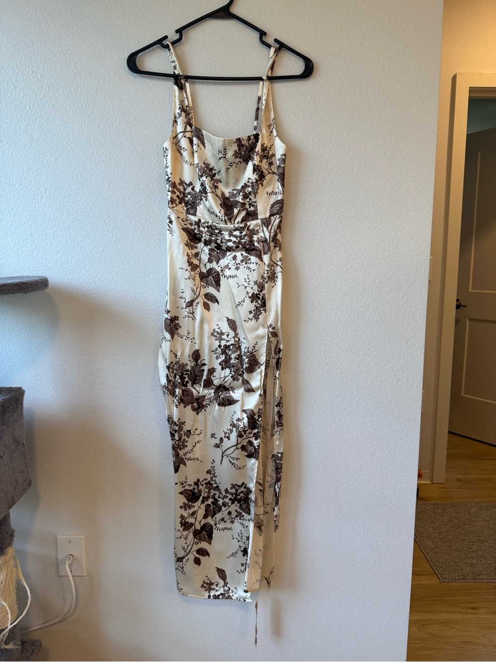 Reformation Cream Maxi Dress with Brown Floral Print